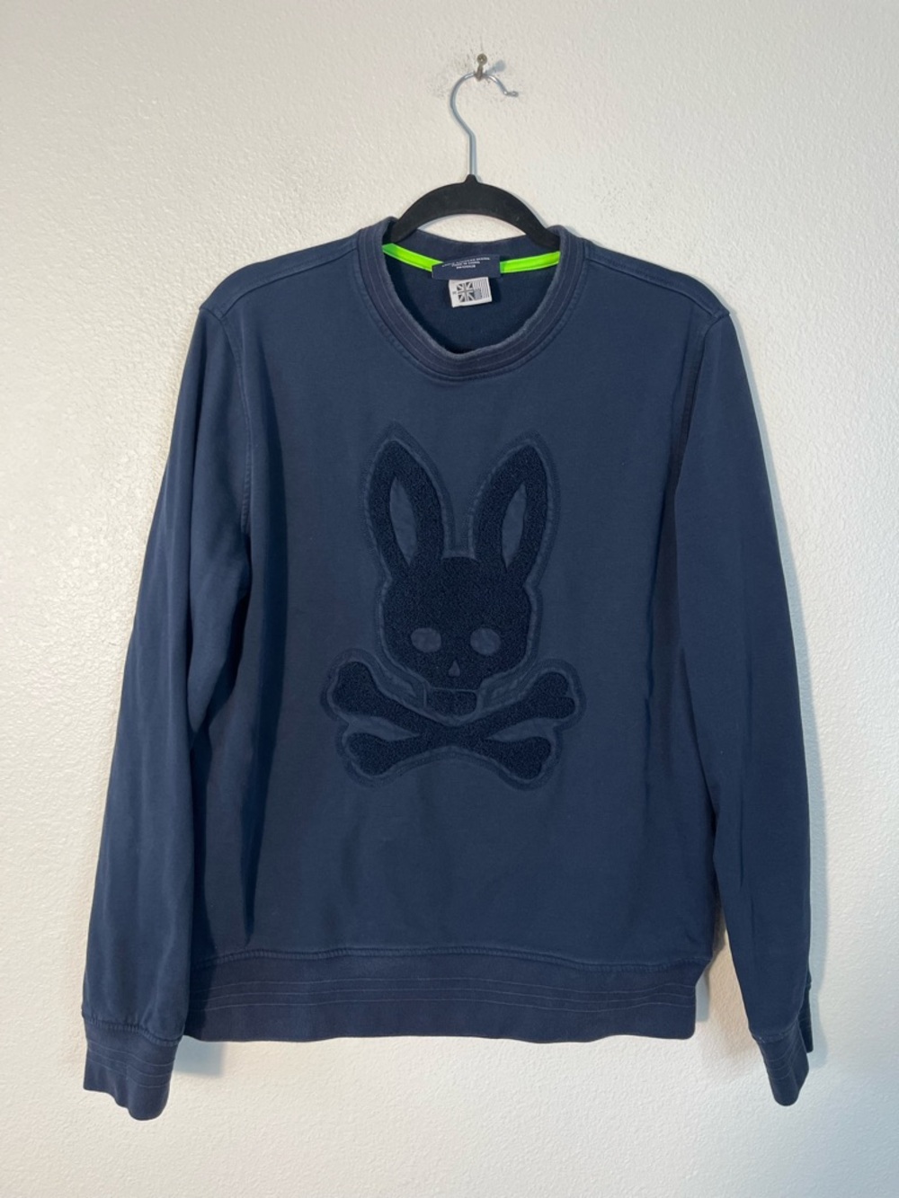 Psycho Bunny Sweatshirt Mens Medium Crewneck Pullover Skull Bunny Logo Blue